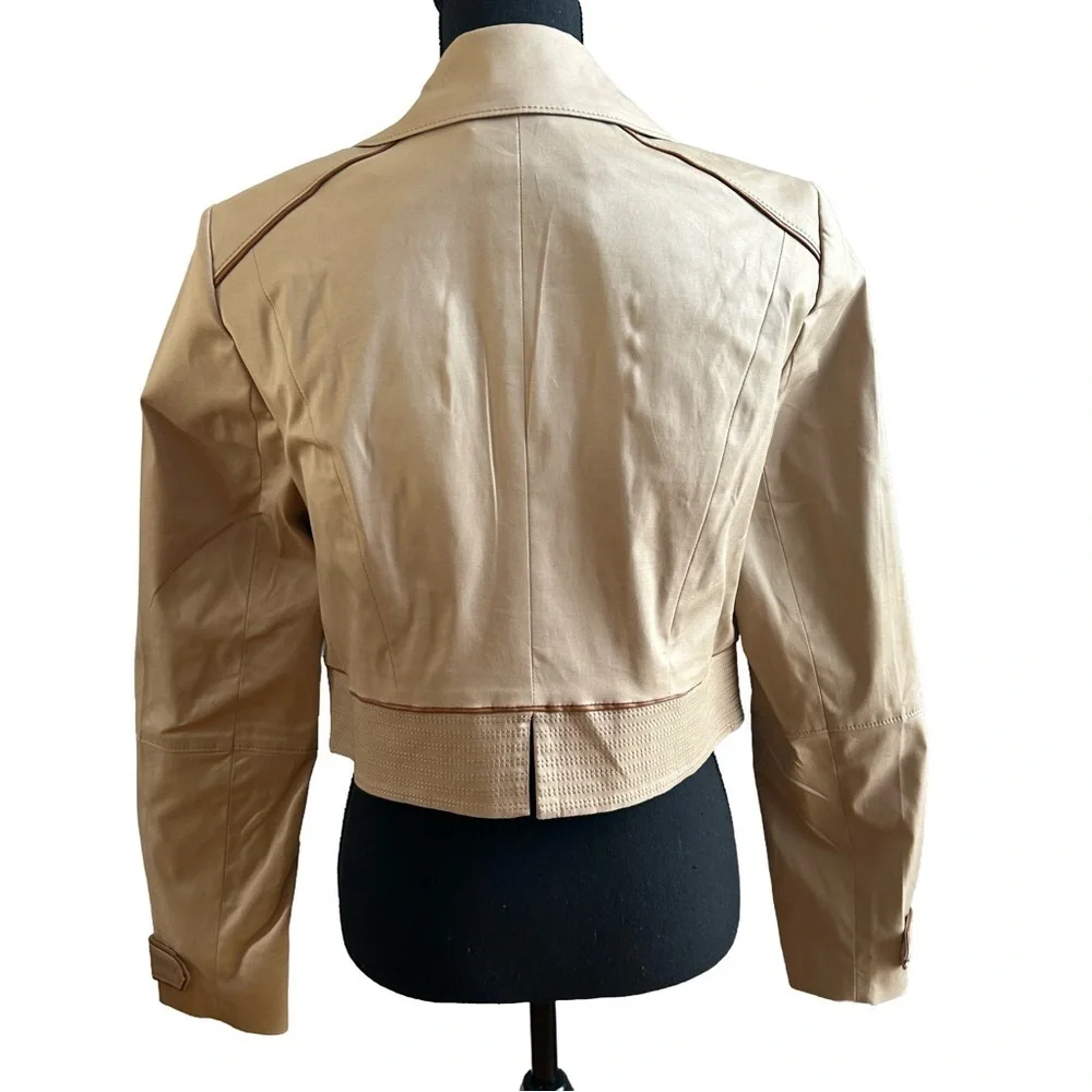 WHBM Cropped Jacket with Faux Leather Piping. Size 10.